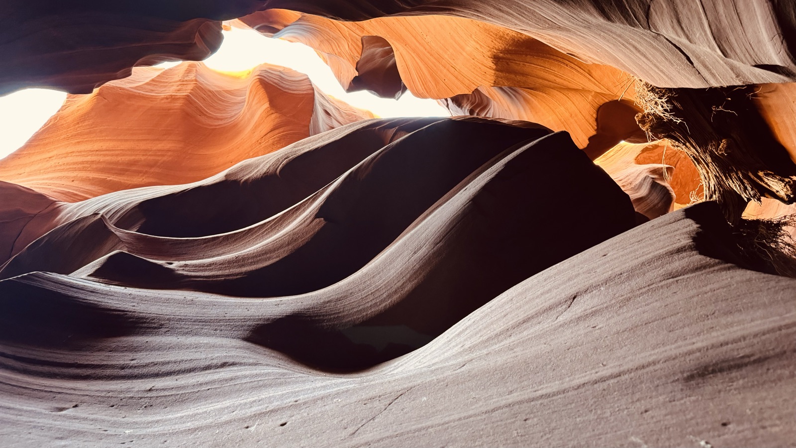 Sculpted sandstone walls inside a slot canyon